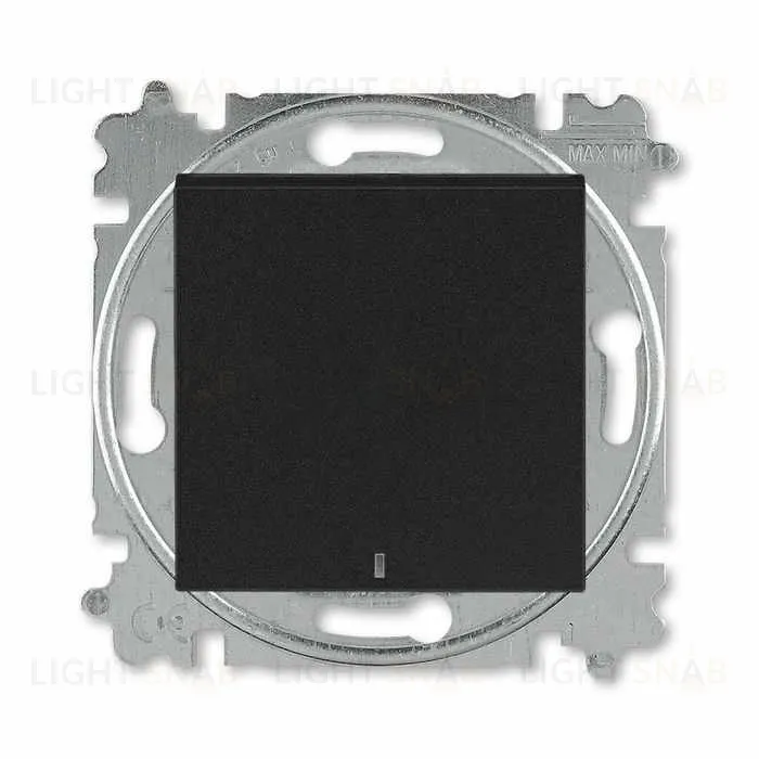 Выключатель кнопочный одноклавишный с подсветкой ABB Levit, 10 А, антрацит-дымчатый чёрный 2CHH599147A6063 2CHH599147A6063