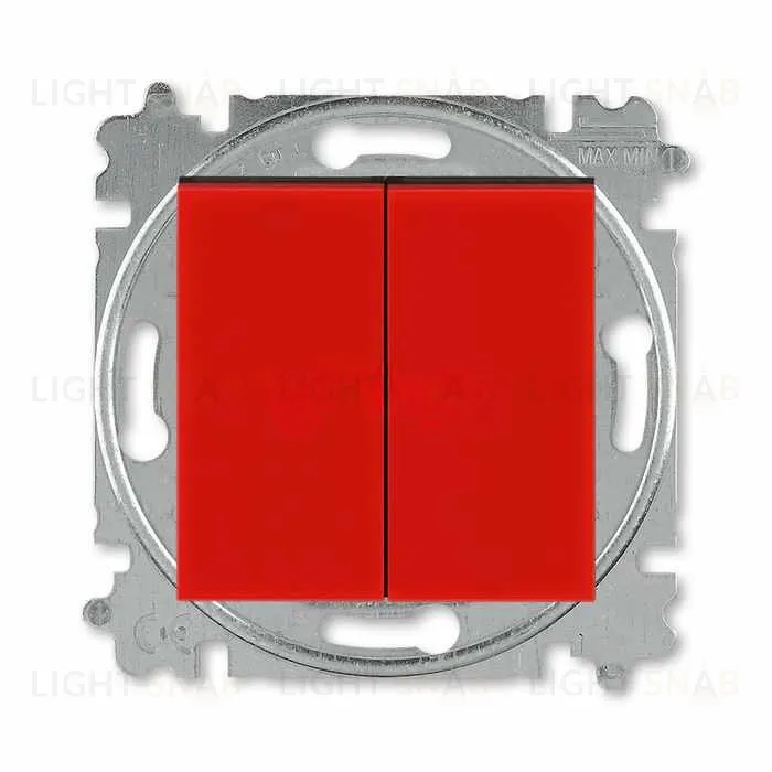 Выключатель двухклавишный ABB Levit, 10 А, красный-дымчатый чёрный 2CHH590545A6065 2CHH590545A6065