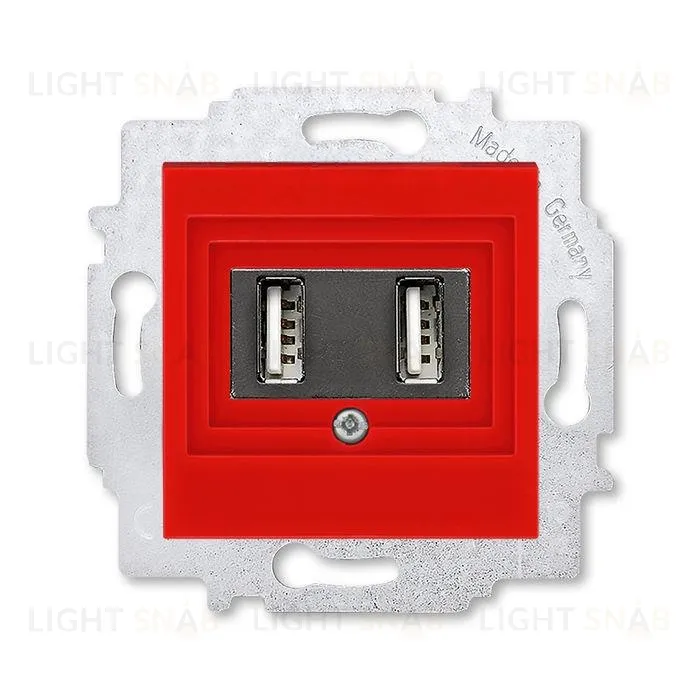 Usb розетка двойная для зарядки (1,4А) ABB Levit, красный 2CHH290040A6065 2CHH290040A6065