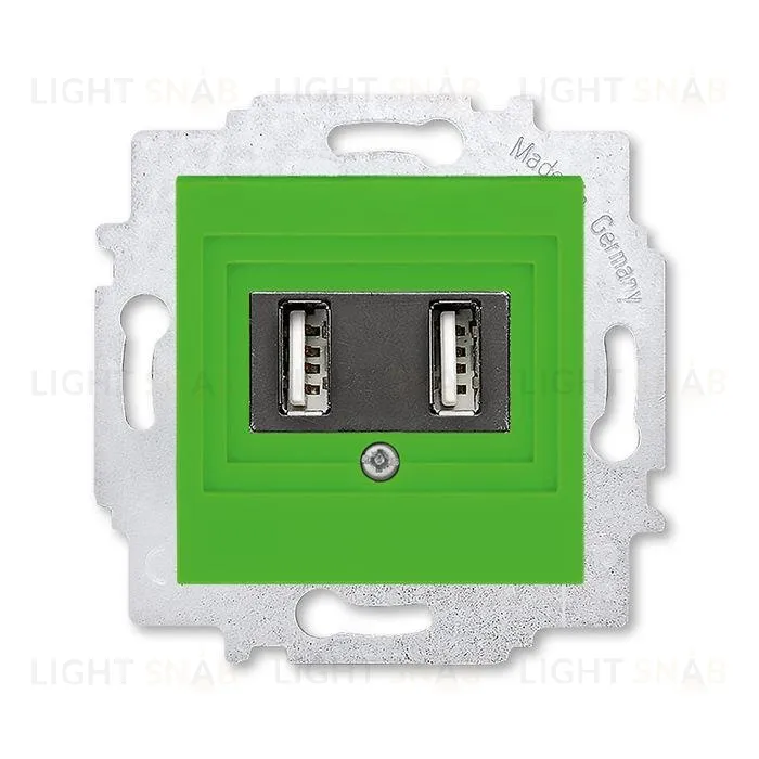 Usb розетка двойная для зарядки (1,4А) ABB Levit, зеленый 2CHH290040A6067 2CHH290040A6067
