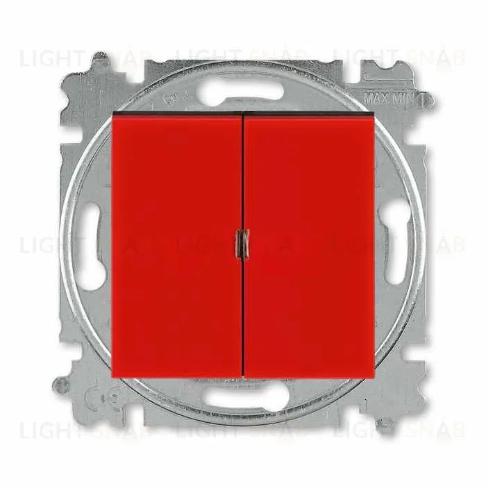 Переключатель двухклавишный ABB Levit (с 2-х мест), 10А, красный-дымчатый чёрный 2CHH595245A6065 2CHH595245A6065