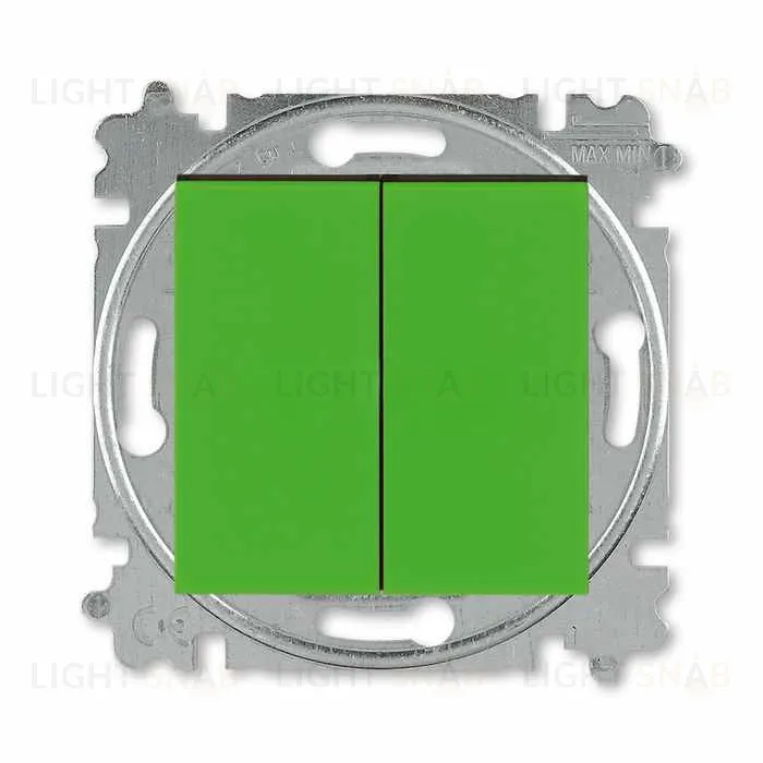 Выключатель кнопочный двухклавишный ABB Levit, 10 А, зеленый-дымчатый чёрный 2CHH598745A6067 2CHH598745A6067