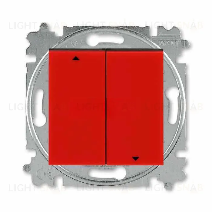 Выключатель управления жалюзи клавишный ABB Levit, красный-дымчатый чёрный 2CHH598945A6065 2CHH598945A6065