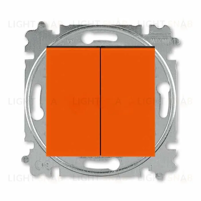 Выключатель кнопочный двухклавишный ABB Levit, 10 А, оранжевый-дымчатый чёрный 2CHH598745A6066 2CHH598745A6066