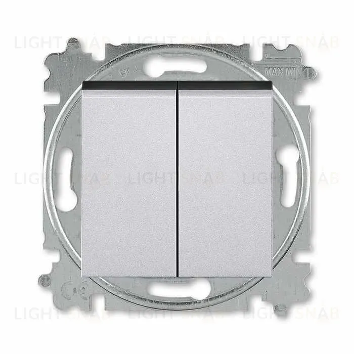 Переключатель двухклавишный ABB Levit (с 2-х мест), 10А, серебро-дымчатый чёрный 2CHH595245A6070 2CHH595245A6070