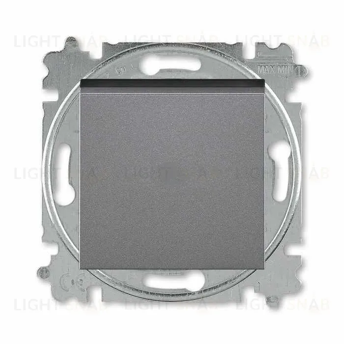 Выключатель одноклавишный перекрестный ABB Levit (из 3-х мест), 10А, сталь-дымчатый чёрный 2CHH590745A6069 2CHH590745A6069