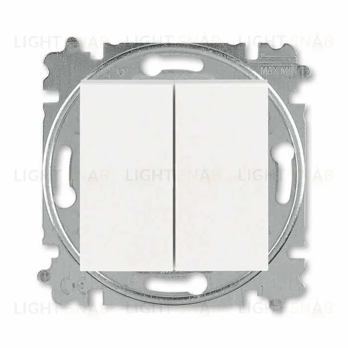 Переключатель двухклавишный ABB Levit (с 2-х мест), 10А, жемчуг-ледяной 2CHH595245A6068 2CHH595245A6068