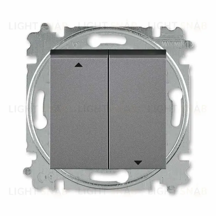 Выключатель управления жалюзи кнопочный ABB Levit, сталь-дымчатый чёрный 2CHH598845A6069 2CHH598845A6069