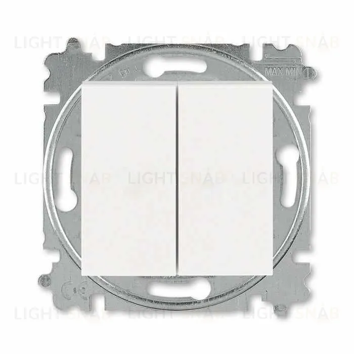 Выключатель кнопочный двухклавишный ABB Levit, 10 А, жемчуг-ледяной 2CHH598745A6068 2CHH598745A6068