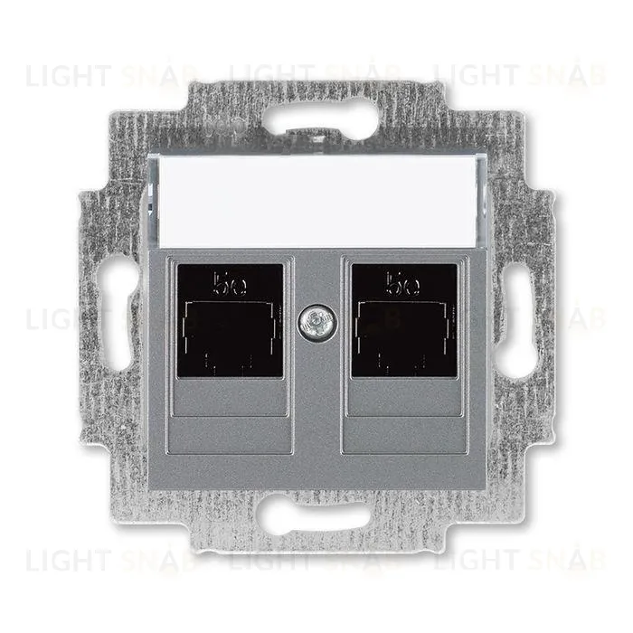 Розетка компьютерная двойная ABB Levit RJ45 5 кат, сталь 2CHH295118A6069 2CHH295118A6069