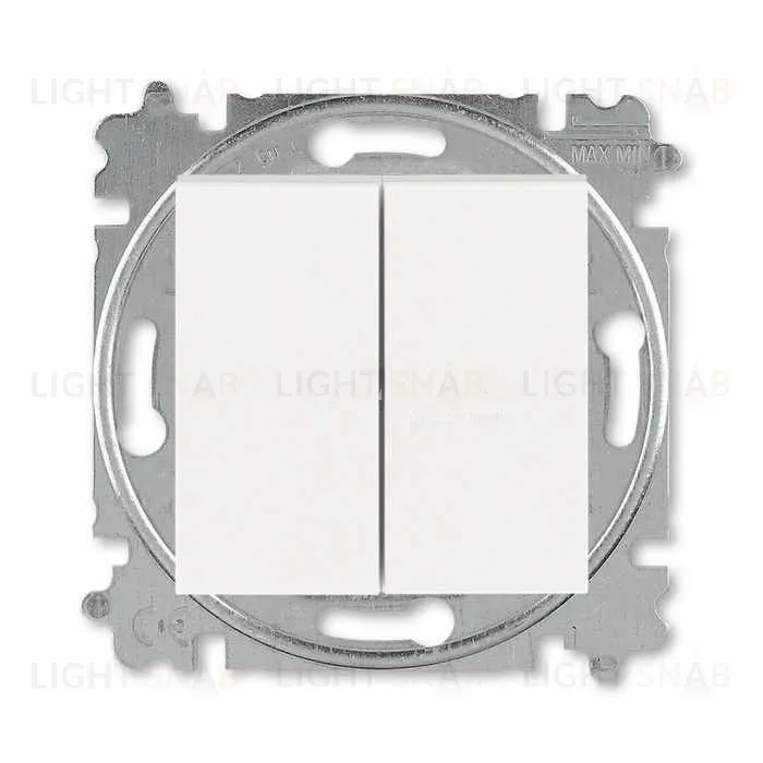Выключатель двухклавишный ABB Levit, 10 А, жемчуг-ледяной 2CHH590545A6068 2CHH590545A6068
