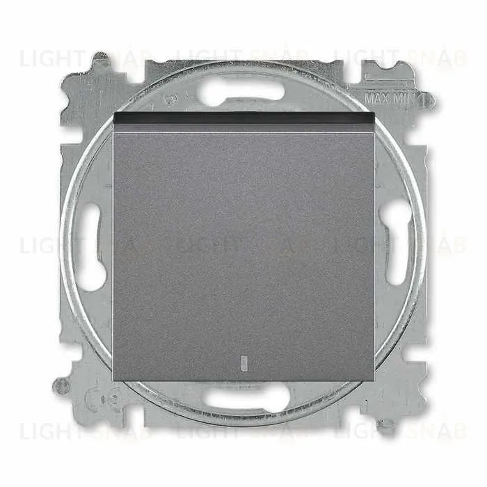 Выключатель одноклавишный с подсветкой ABB Levit, 10 А, сталь-дымчатый чёрный 2CHH590146A6069 2CHH590146A6069