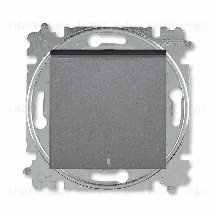 Переключатель одноклавишный с подсветкой ABB Levit (с 2-х мест) 10А, сталь-дымчатый чёрный 2CHH590646A6069 2CHH590646A6069