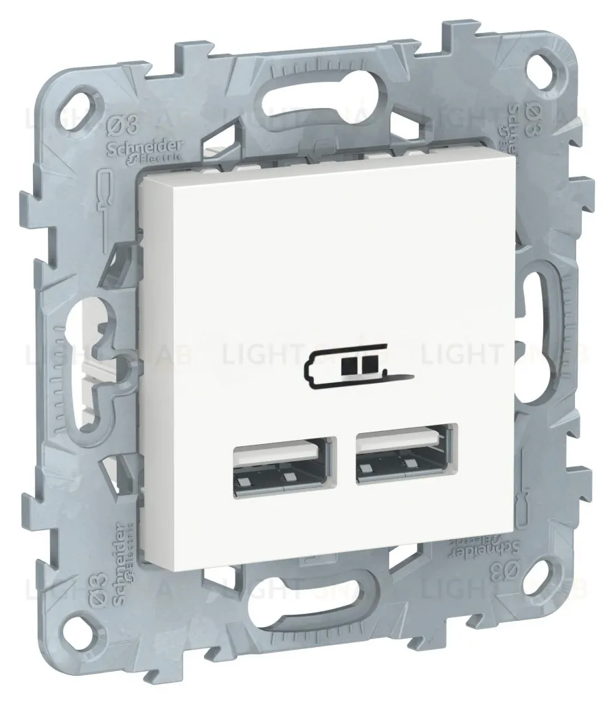 Розетка USB двойная для зарядки 2,1А Schneider Unica New, белый NU541818 NU541818