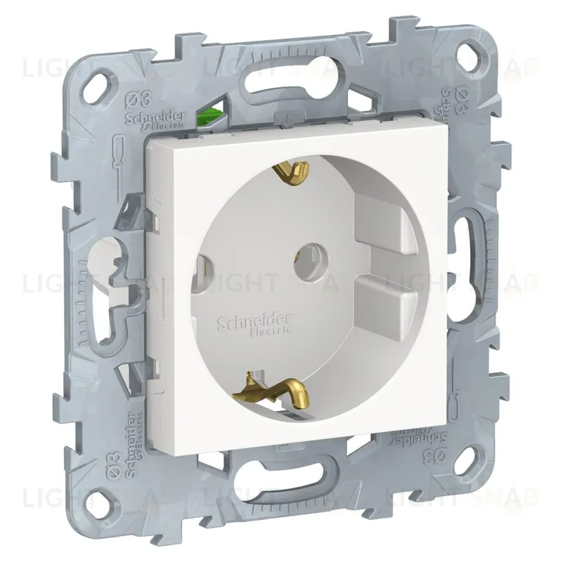 Розетка с заземлением 16A/250 В, безвинтовой зажим Schneider Unica New, белый NU505618 NU505618