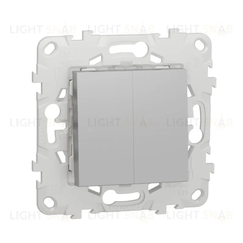 Переключатель двухклавишный на два направления (из 2-х мест) 10А/250 В~ Schneider Unica New, алюминий NU521330 NU521330