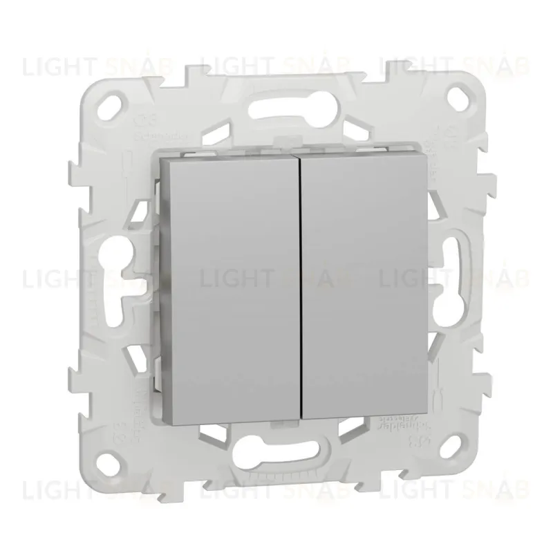 Выключатель двухклавишный 10А/250 В~ Schneider Unica New, алюминий NU521130 NU521130