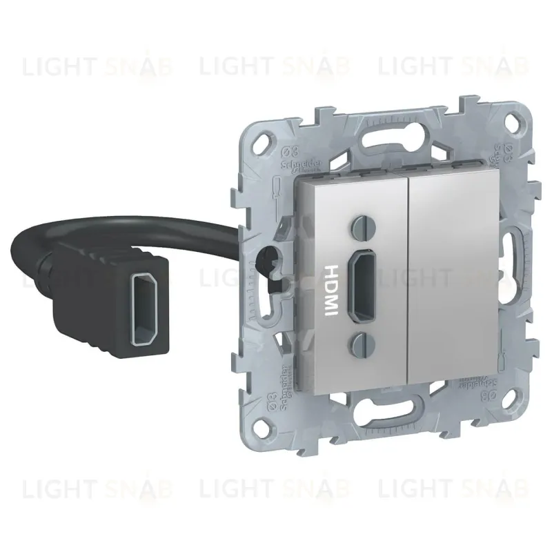 Розетка HDMI одинарная с выносным разъемом Schneider Unica New, алюминий NU543030 NU543030