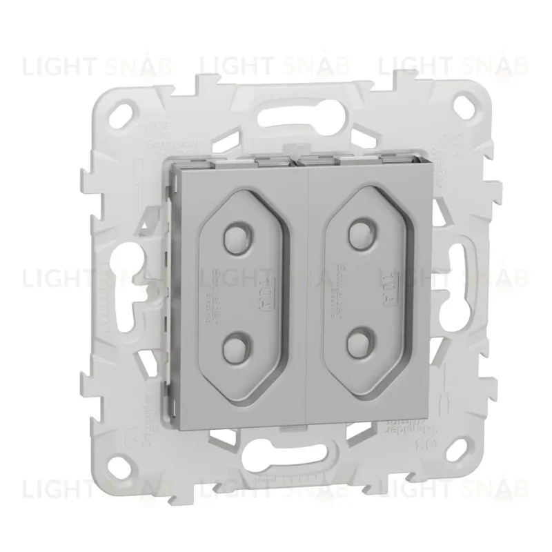 Розетка двойная без заземления со шторками 2x10A/250 В, винтовой зажим Schneider Unica New, алюминий NU503130 NU503130