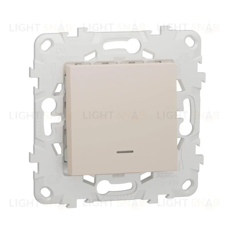 Кнопочный выключатель одноклавишный с подсветкой 10А/250 В~ Schneider Unica New, бежевый NU520644N NU520644N