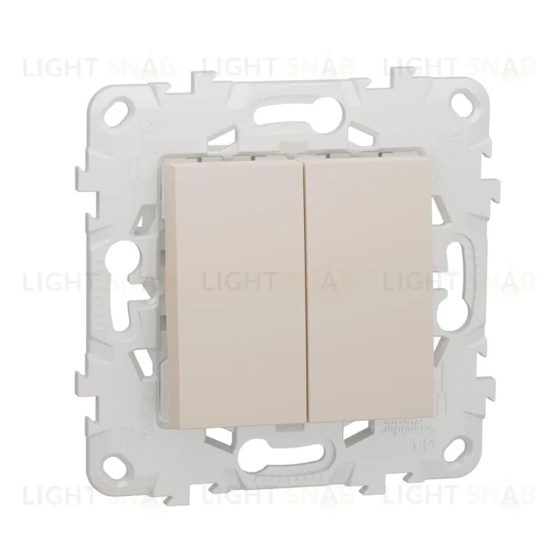 Выключатель двухклавишный перекрестный (из 3-х мест) 10А/250 В~ Schneider Unica New, бежевый NU521544 NU521544