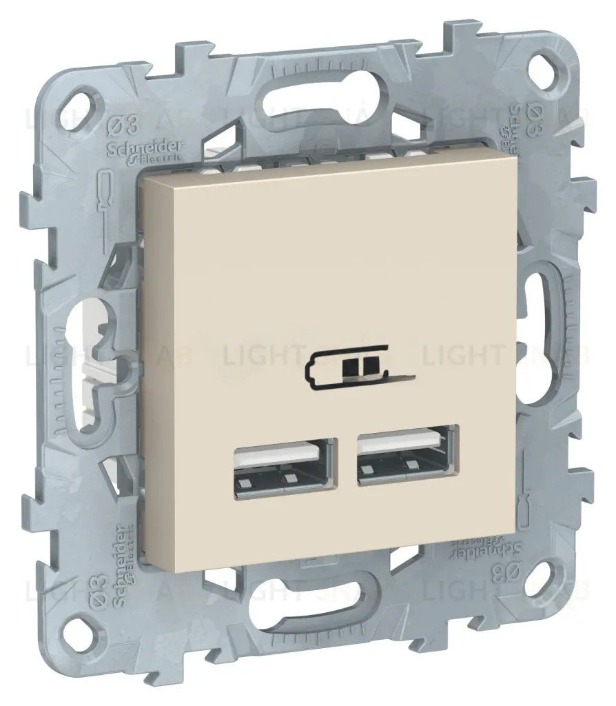 Розетка USB двойная для зарядки 2,1А Schneider Unica New, бежевый NU541844 NU541844