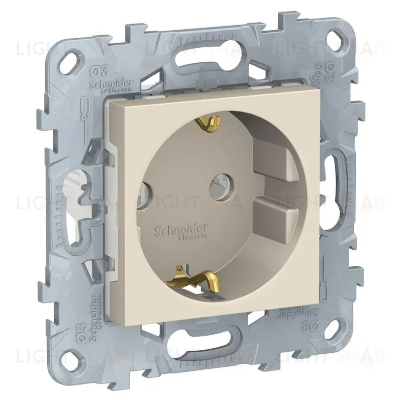Розетка с заземлением 16A/250 В, винтовой зажим Schneider Unica New, бежевый NU503644 NU503644