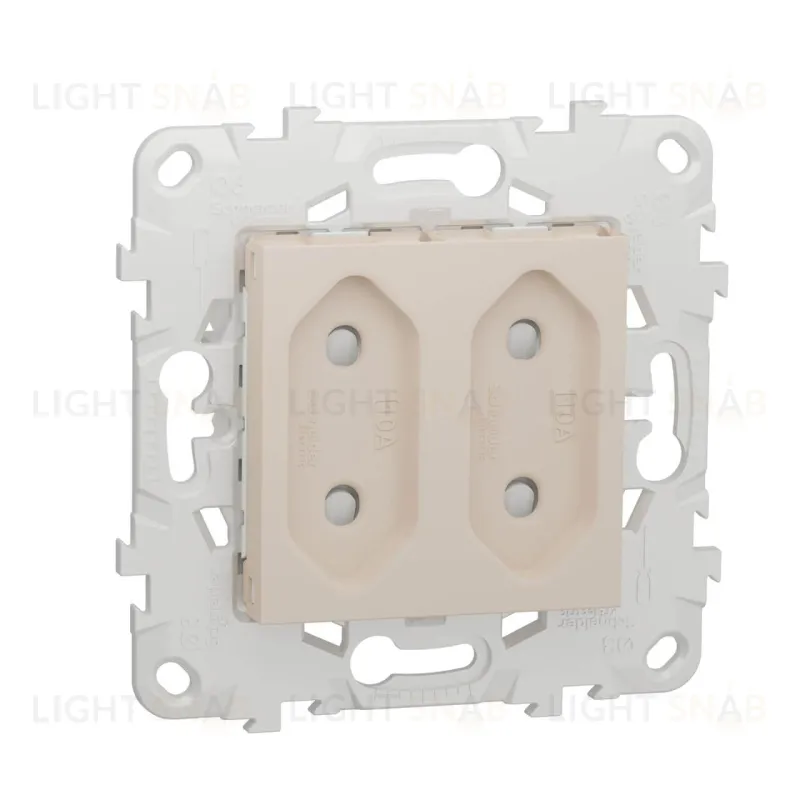 Розетка двойная без заземления со шторками 2x10A/250 В, винтовой зажим Schneider Unica New, бежевый NU503144 NU503144