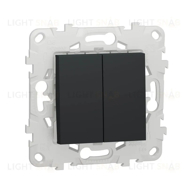 Выключатель двухклавишный перекрестный (из 3-х мест) 10А/250 В~ Schneider Unica New, антрацит NU521554 NU521554