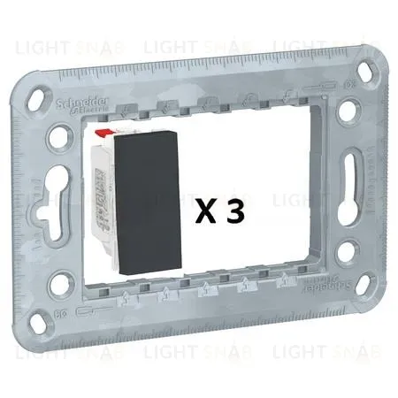 Выключатель 3-х клавишный перекрестный (из 3-х мест) 10А/250 В~ Schneider Unica New, антрацит NU310554+NU310554+NU310554 NU310554