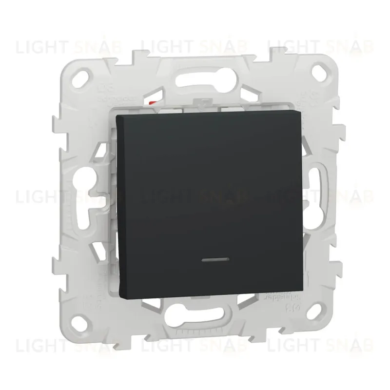 Выключатель одноклавишный перекрестный (из 3-х мест) с подсветкой 10А/250 В~ Schneider Unica New, антрацит NU520554N NU520554N