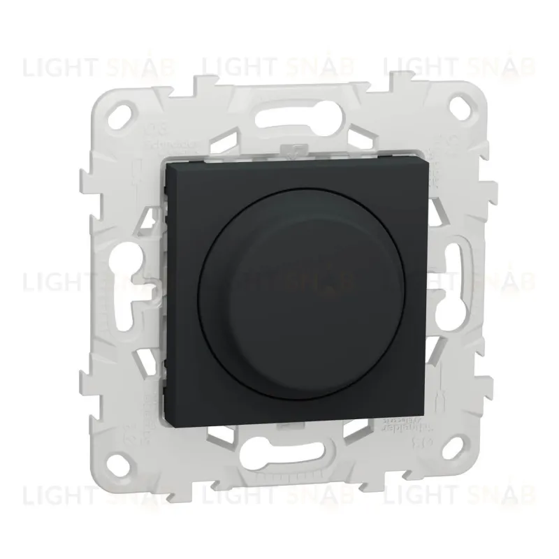 Cветорегулятор LED поворотно-нажимной универсальный 4-200 Вт, Schneider Unica New, антрацит NU551454 NU551454