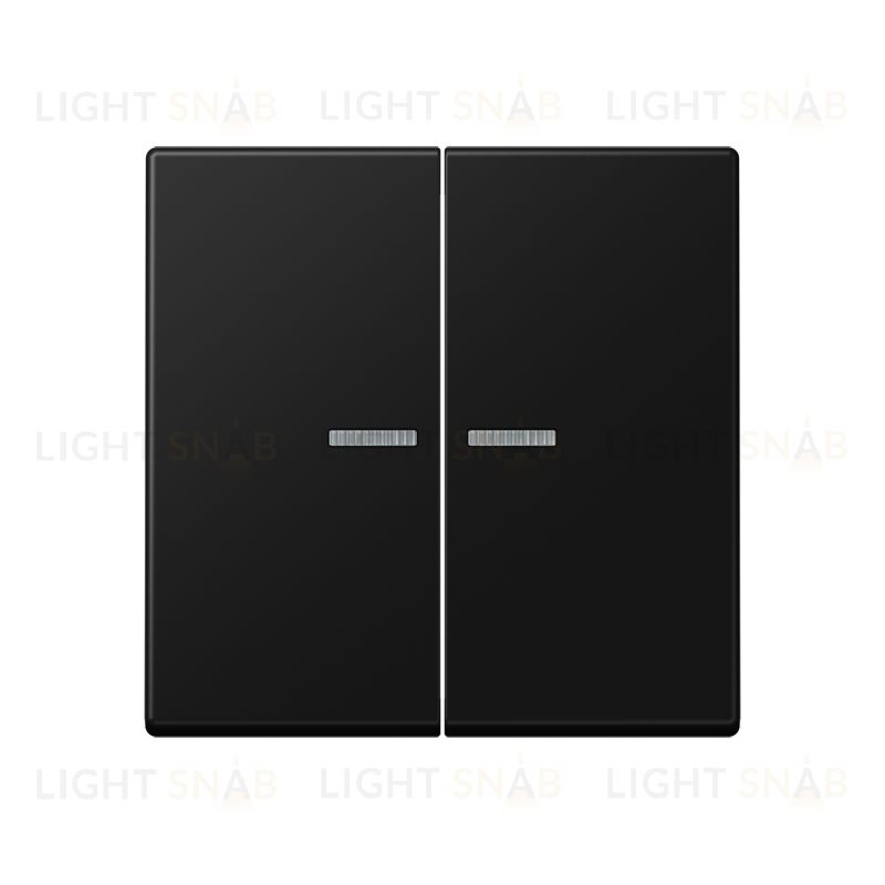 Выключатель двухклавишный с подсветкой 10А/250В Jung черный матовый 505u5+A595KO5SWM 505u5 + A595KO5SWM