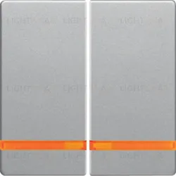 Выключатель двухклавишный с подсветкой Berker 10А/250В, алюминий с эффектом бархата 3035+16276084+1675 3035 + 16276084 + 1675