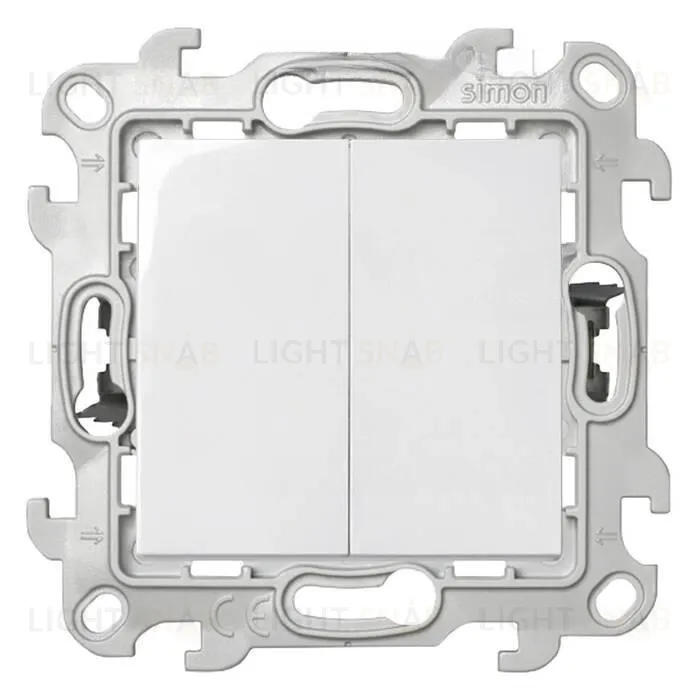 Выключатель двухклавишный проходной Simon 24 (вкл/выкл с 2-х мест) 10А/250В, белый 2410397-030 2410397-030