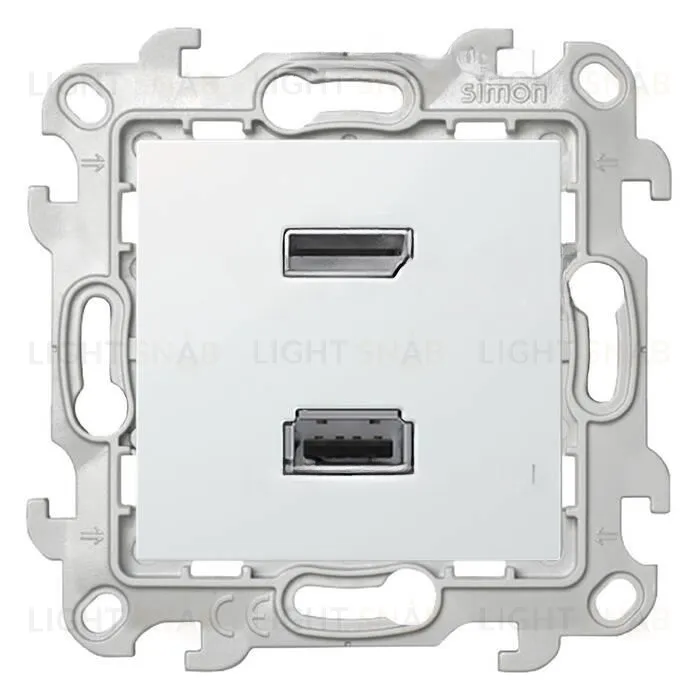 Коннектор HDMI(v 1.4) + USB(2.0, тип A) Simon 24, (мама), винтовой зажим, белый 2411095-030 2411095-030