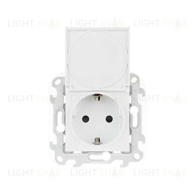 Розетка с заземлением с откидной крышкой и шторками IP44 Simon 24 16А/250В, белый 2450448-030 2450448-030