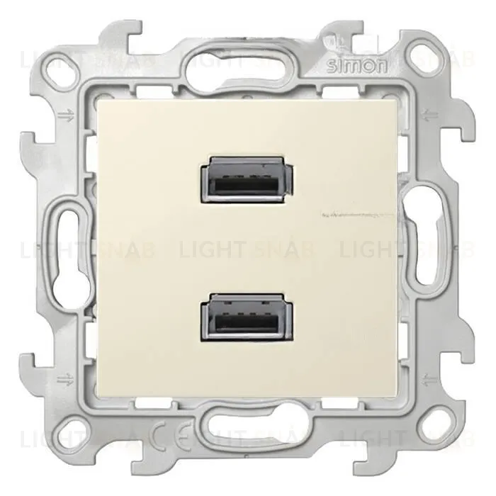 Коннектор 2 x USB 2.0 Simon 24, тип A, (мама), винтовой зажим, слоновая кость 2411090-031 2411090-031