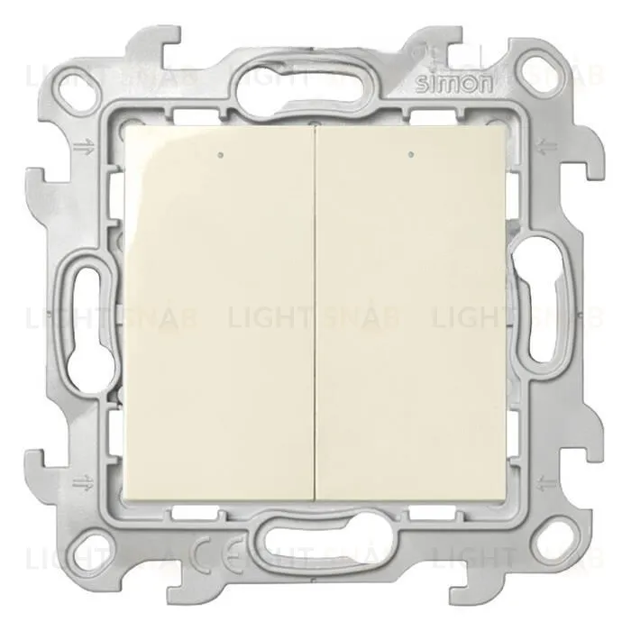 Выключатель двухклавишный с подсветкой Simon 24 10А/250В, слоновая кость 2450392-031 2450392-031