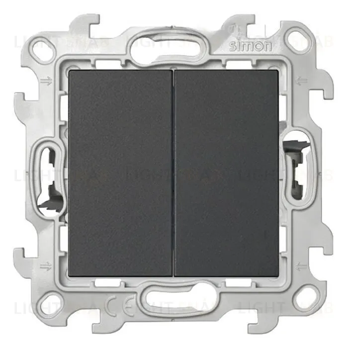 Выключатель двухклавишный Simon 24 10А/250В, графит 2450398-038 2450398-038