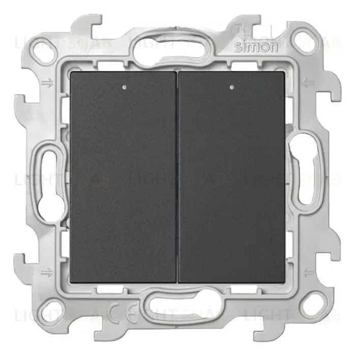 Выключатель двухклавишный с подсветкой Simon 24 10А/250В, графит 2450392-038 2450392-038