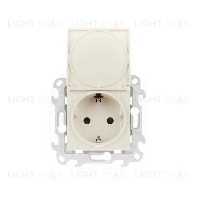 Розетка с заземлением с откидной крышкой и шторками IP44 Simon 24 16А/250В, слоновая кость 2450448-031 2450448-031