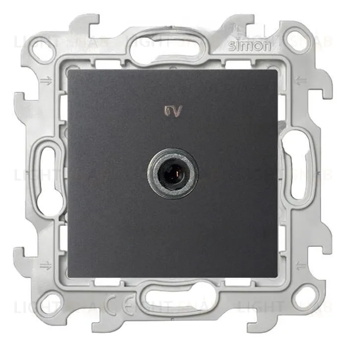 Телевизионная розетка проходная Simon 24, графит 2410475-038 2410475-038