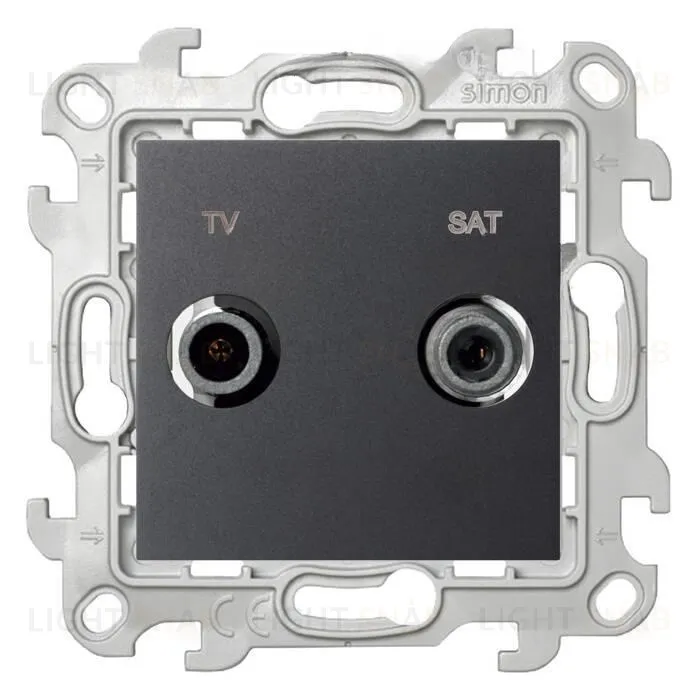 Телевизионная розетка одиночная Simon 24 TV-SAT, графит 2410487-038 2410487-038