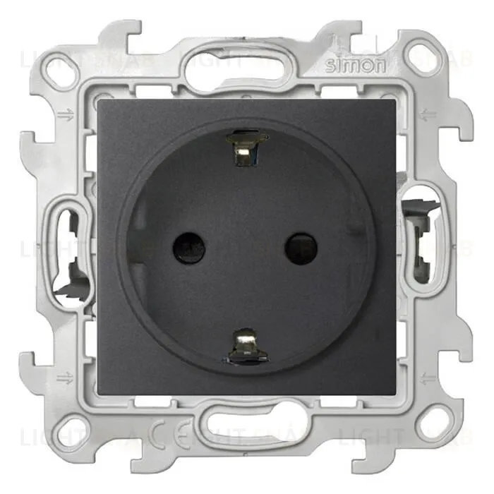Розетка с заземлением со шторками Simon 24 Push&Go 16А/250В, графит 2420432-038 2420432-038