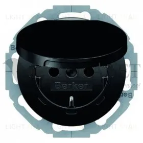 Розетка с заземлением с откидной крышкой Berker R.Classic 16А/250В, черный глянцевый 47442045 47442045