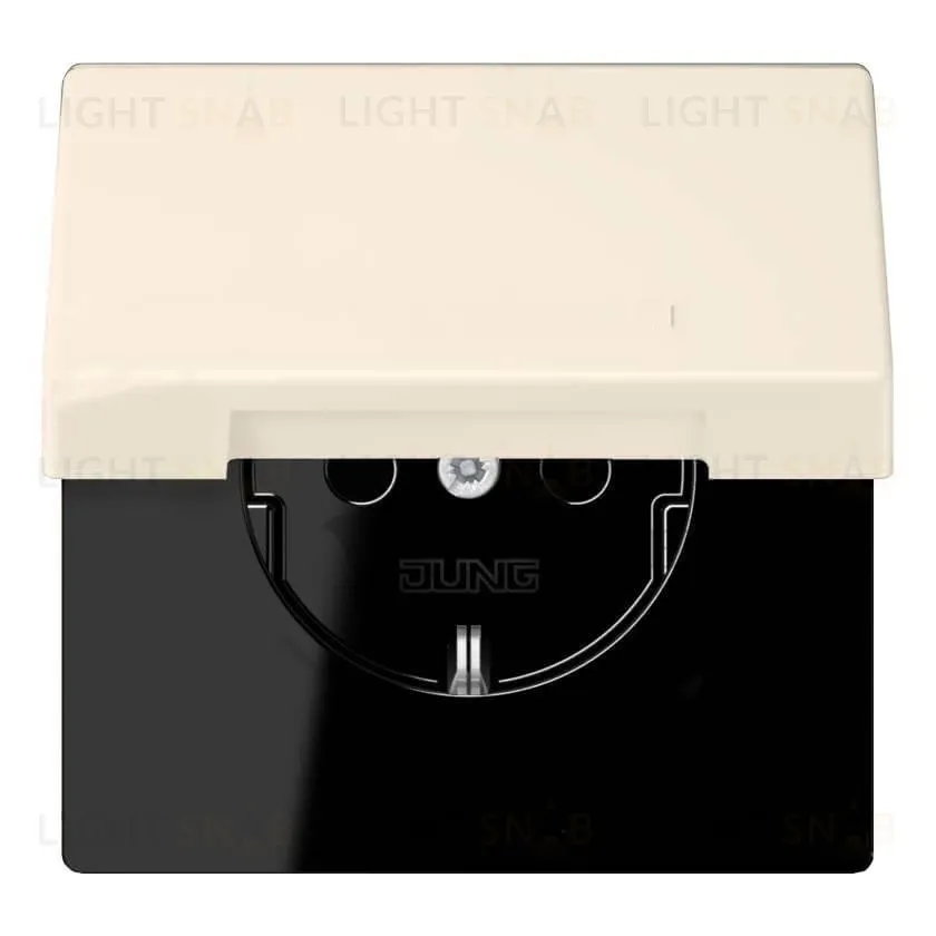 РОзетка с заземлением и шторками и крышкой Jung LS 990 Les Couleurs Le Corbusier blank ivoire LC1520KIKL4320B LC1520KIKL4320B