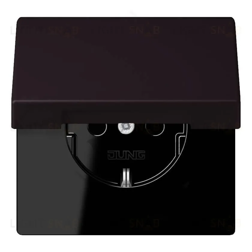 РОзетка с заземлением и шторками и крышкой Jung LS 990 Les Couleurs Le Corbusier noir d'ivoire LC1520KIKL4320E LC1520KIKL4320E