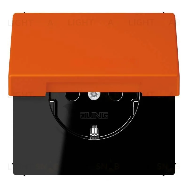 РОзетка с заземлением и шторками и крышкой Jung LS 990 Les Couleurs Le Corbusier orange vif LC1520KIKL4320S LC1520KIKL4320S