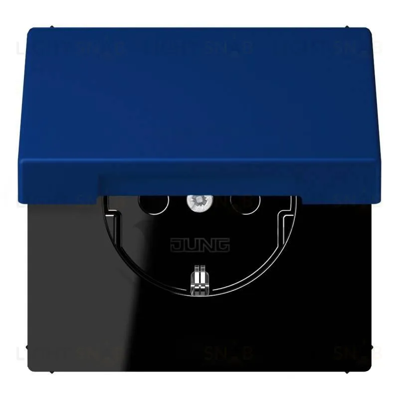 РОзетка с заземлением и шторками и крышкой Jung LS 990 Les Couleurs Le Corbusier bleu outremer fonce LC1520KIKL4320T LC1520KIKL4320T